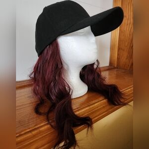 Womens Burgundy Wavy Cap Wig - Unbranded